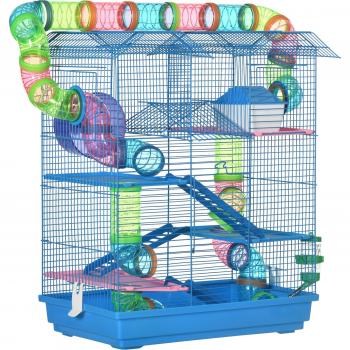 PawHut Jaula para Hámster de Múltiples Niveles 47x30x59 cm Azul