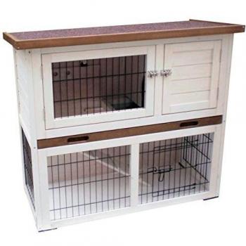 Conejera Kiki 92x45x80 cm Blanco y Marrón con diseño de madera