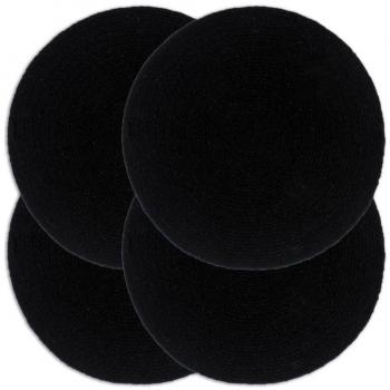 Mantel individual 4 unidades liso redondo algodón negro 38 cm