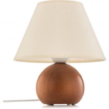 Lamkur Lámpara de Mesa Gill, Madera Rústica con Pantalla Blanca, 1x E27