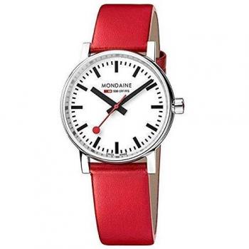 Mondaine Evo2 - Reloj de Cuero Rojo para Hombre y Mujer, MSE.35110.LC, 35 MM