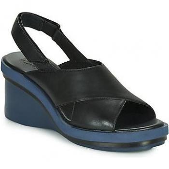 Kyra Black Calfskin Leather Women's Wedge Sandals