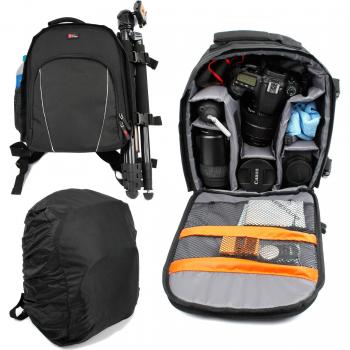 DURAGADGET Mochila Compatible con Cámaras DSLR/SLR Canon | Nikon | Sony | Olympus + Funda Impermeable
