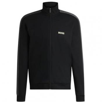 Chaqueta Sweat BOSS para Hombre, Con Cremallera, Cuello Alto, Algodón, Color Negro, Talla XXL