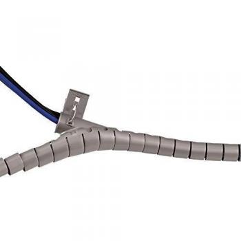 Fellowes CableZip - Organizador de Cables Plateado, Tubo Flexible de 2 Metros y 2cm de Diámetro, Incluye Herramienta de Montaje
