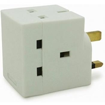 Enchufe de Reino Unido Multiadaptador / Blanco de 3-Vías con Fusibles de 13A / Equipado con 13 Fusible & De Acuerdo a BS1363 / Carga Máxima 13A/250V / Ideal para aplicaciones en interiores / iCHOOSE