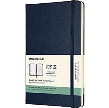 Agenda 18 Meses Moleskine Semana Vista Grande Tapa Dura Azul Zafiro 2021/22