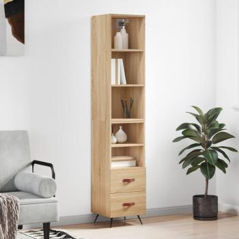 Aparador de madera contrachapada roble Sonoma 34,5x34x180 cm multicapa Marrón