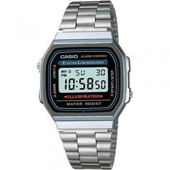 Reloj unisex digital Casio A168W-1 negro plateado (Ø 36 mm) transparente