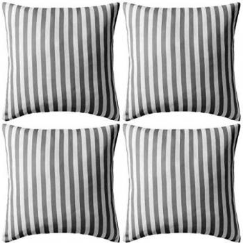 vidaXL 4X Cojines para Exterior a Rayas 45x45cm Gris Decoración Jardin Hogar