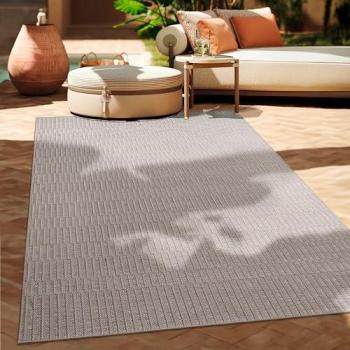 Alfombra Exterior Interior Balcón Terraza Cocina Motivo Boho Étnico Moderno 60x100 cm, Color: Beige 5