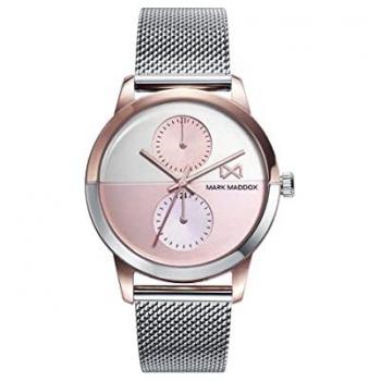 Reloj de mujer Mark Maddox MM7159-90, diámetro 36 mm, modelo Catia multifunción, acero ip rosa, malla milanesa, analógico
