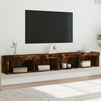 Mueble de TV con luces LED 2 uds 100x30x30 cm roble ahumado vidaXL Marrón