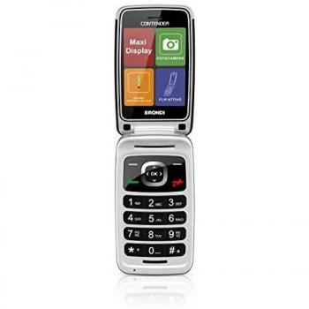 Teléfono Celular Brondi Contender Dual SIM 3 Negro y Plata con Radio FM, Cámara 1.3 MP y T botones grandes para mayores