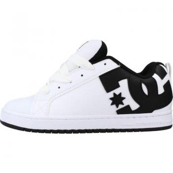 DC Shoes Court Graffik - Men's Casual Leather Sneakers with Lace Closure in White and Black
