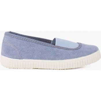 Zapatillas ecológicas de lona con elástico central para niña