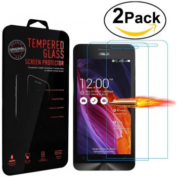 2 Pcs Leathlux Para Asus Zenfone Max ZC550KL Templado Cristal , Ultra Clear Transparent 9H Delgado 0.26 mm Hardness Tempered Glass Film Película Pantalla Protectora Para Asus Zenfone Max ZC550KL 5.5