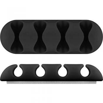 Organizador de Cables Negro 4 Ranuras, Set de 2, Autoadhesivo