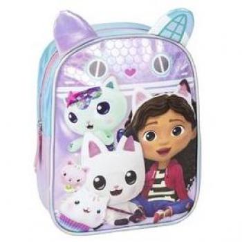 Mochila infantil Gabby's Dollhouse de 28 cm - Cerda Group, incluye diseño de la casa de muñecas de Gabby, fabricada en material resistente, con compartimentos espaciosos y correas ajustables