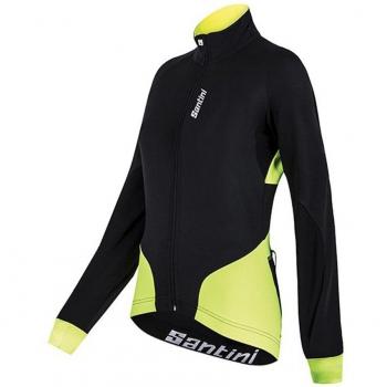 Santini Fashion FW51775BETA - Santini Womens Beta Windstopper XFree 210 Jacket Black/Flo Yellow 3Xlarge