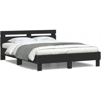 Estructura de cama con cabecero y luces LED negro 140x190 cm vidaXL
