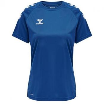 Camiseta Hummel Core Poly para mujer, 100% poliéster, tejido ligero y transpirable, diseño deportivo, ajuste cómodo, ideal para entrenamiento y uso diario