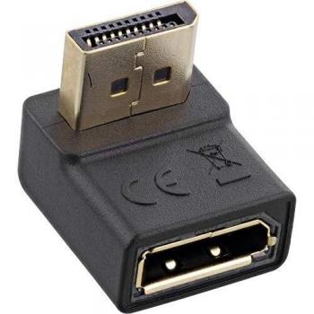 Adaptador DisplayPort InLine® con conector macho y hembra, ángulo hacia abajo, negro, para datos y vídeo