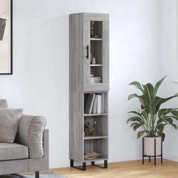 Aparador alto de madera contrachapada gris Sonoma 34,5x34x180 cm