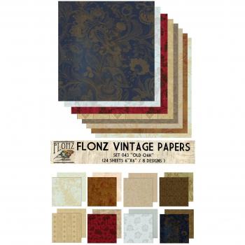 Paper Pack (24sh 6x6) Old Oak FLONZ Vintage Paper for Scrapbooking and Craft