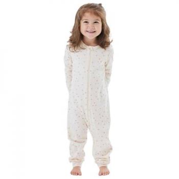 Mono Pijama de Bebé con Cierre y Diseño de Corazones en Color Crema