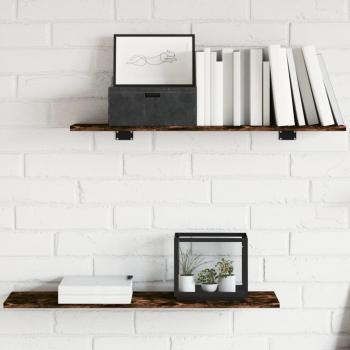 Estantes de pared 4 piezas Madera de roble ahumado 80x20x1,5 cm Material compuesto