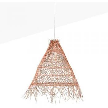 Lámpara Colgante de Mimbre LED Willow - Blanco, E27, Florón y Cable Ajustable para Dormitorios y Salones