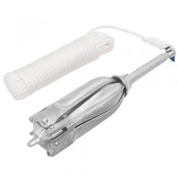 Ancla plegable de hierro maleable plateado con cuerda, capacidad de 12 kg