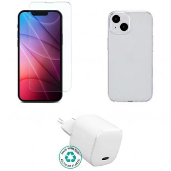 eSTUFF Kit Cargador para iPhone 15 - Transparente, Blanco, Corriente Alterna Interior