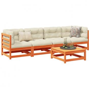 vidaXL 5 Piece Garden Sofa Set Wax Brown Solid Wood Pine