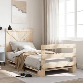 Cama con cabecero 90x200 cm en madera maciza de pino