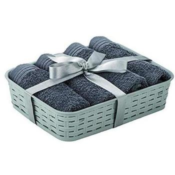 Juego de Toallas La Maison Aries (4 pcs) - Cesta con 4 toallas grises de aseo 30x30cm