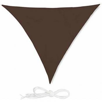 Toldo Vela Triangular Relaxdays, Impermeable, Protección UV, con Cuerdas de Soporte, 3x3x3 m, Marrón