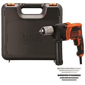 BLACK+DECKER BEH850K Taladro Percutor con Cable 850W Portabrocas 13mm Velocidad variable Incluye 6 brocas y maletín
