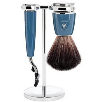 Set de Afeitado Mühle con Brocha de Fibra Tejón y Maquinilla Mach3 Azul Petrol