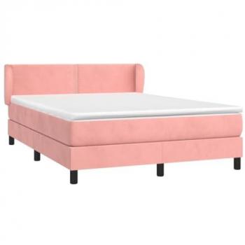 Cama box spring con colchón terciopelo rosa 140x190 cm