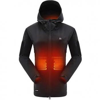 DEWBU Chaqueta Calefactable con 7.4v Batería Softsell Impermeable Invierno para Actividades al Aire Libre