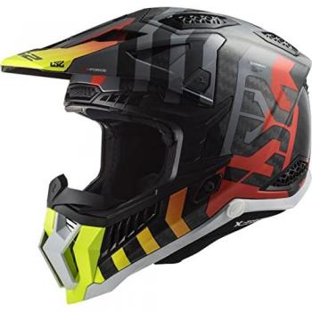 LS2 Casco de Cross MX703 X-FORCE Barrier HiVis Amarillo-Rojo, características: diseño aerodinámico, visera ajustable, interior acolchado y desmontable, sistema de ventilación eficiente, homologación ECE
