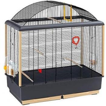 Ferplast Jaula Pajaro PALLADIO 5, Schwarz Mit Beiger Unterschale, 71,5 x 38 x 78 cm