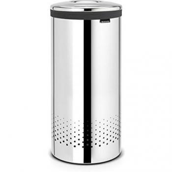 Brabantia - Cesto para Ropa, 35 l, Tapa Acero Brillante, Cuerpo Acero Brillante