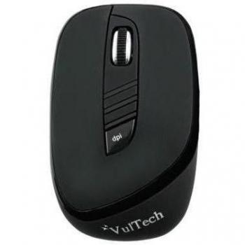 Vultech MN-01W - Ratón (Ambidextro, Optical, RF inalámbrico, 1600 dpi, Black)