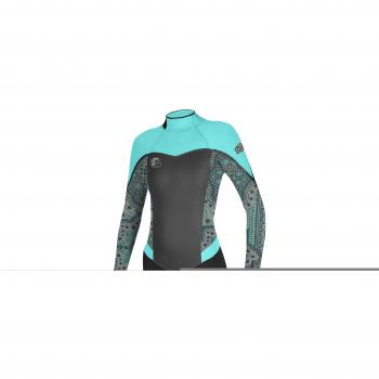 2017 O'Neill Ladies Flair 4/3mm Back Zip GBS Wetsuit BLACK/MAYA / SEAGLASS 4766 Ladies Sizes - UK 10