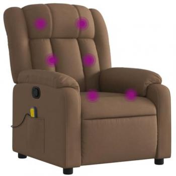 Sillón Reclinable con Masaje de Tela Marrón para Relax y Descanso