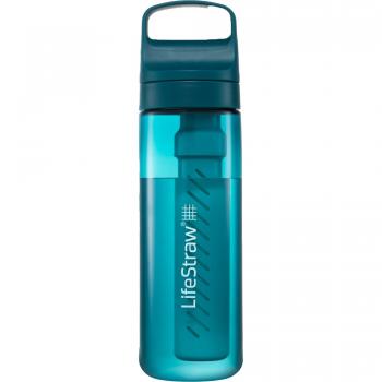 LifeStraw Go 650ml Travel Water Filter Bottle, Laguna Teal, BPA-Free Plastic, 2-stage filter