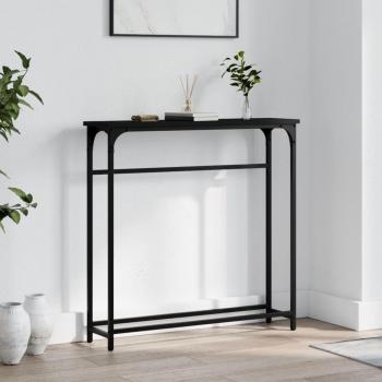 Mesa consola de madera de ingeniería 75x19,5x75 cm en color Negro, Roble Sonoma y Roble ahumado - Mesa de sofá, mesa de entrada para salón, consola de entrada, mueble recibidor, mesita